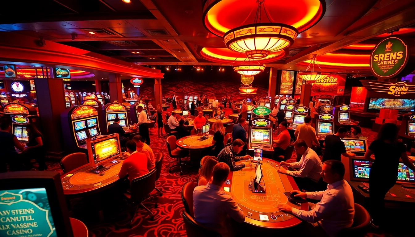 Players enjoying thrilling casino online real money games at elegantly designed tables with lively atmosphere.