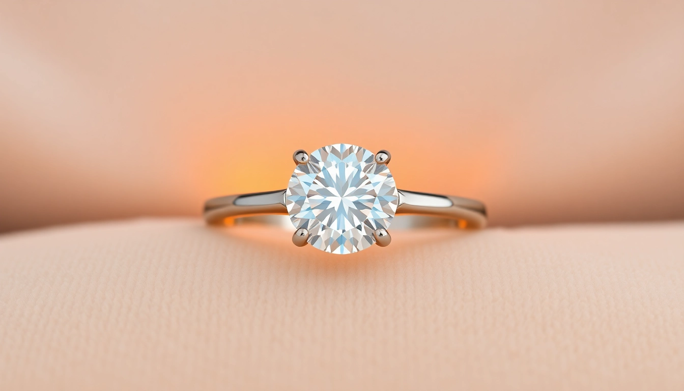 Showcase a stunning 2 Carat Engagement Ring with brilliant diamond detail, set against an elegant backdrop.