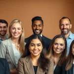 Capture stunning company headshots featuring diverse professionals smiling confidently in a studio setting.