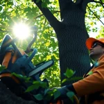 Quick response by expert emergency tree service evaluating storm-damaged trees with specialized tools.