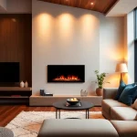 Enhance your space with a stunning water vapor electric fireplace, creating a warm ambiance with realistic vapor flames.