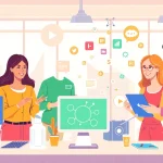 Marketing professionals collaborating using AI marketing tools to enhance their digital strategies.