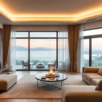 Experience the mesmerizing ambiance of a water vapor electric fireplace, showcasing realistic flames in a modern setting.