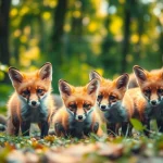 Engaging wildlife scene at www.sudswild.com featuring playful young foxes in a lush forest.