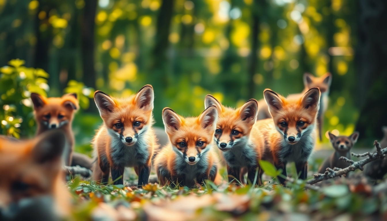 Engaging wildlife scene at www.sudswild.com featuring playful young foxes in a lush forest.
