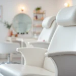 Bequem und stilvoller kosmetik stuhl in einem modernen Schönheitssalon.