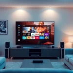 Explore an IPTV test line setup with modern tech in a cozy environment.