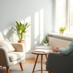 Engaging counselling session demonstrating Level 4 counselling answers in a serene therapy environment.