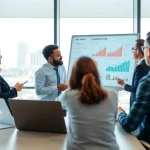 Analyze competitor pricing research data in a professional modern office with a diverse team.