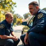 Conducting a drug impairment test on a roadside by a law enforcement officer.