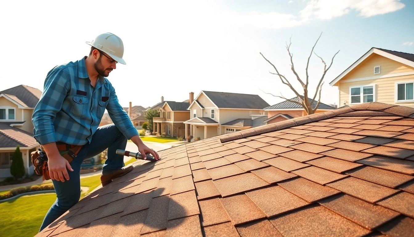 Showcasing 5-star roofing contractors Central Texas providing quality service in a sunny neighborhood setting.