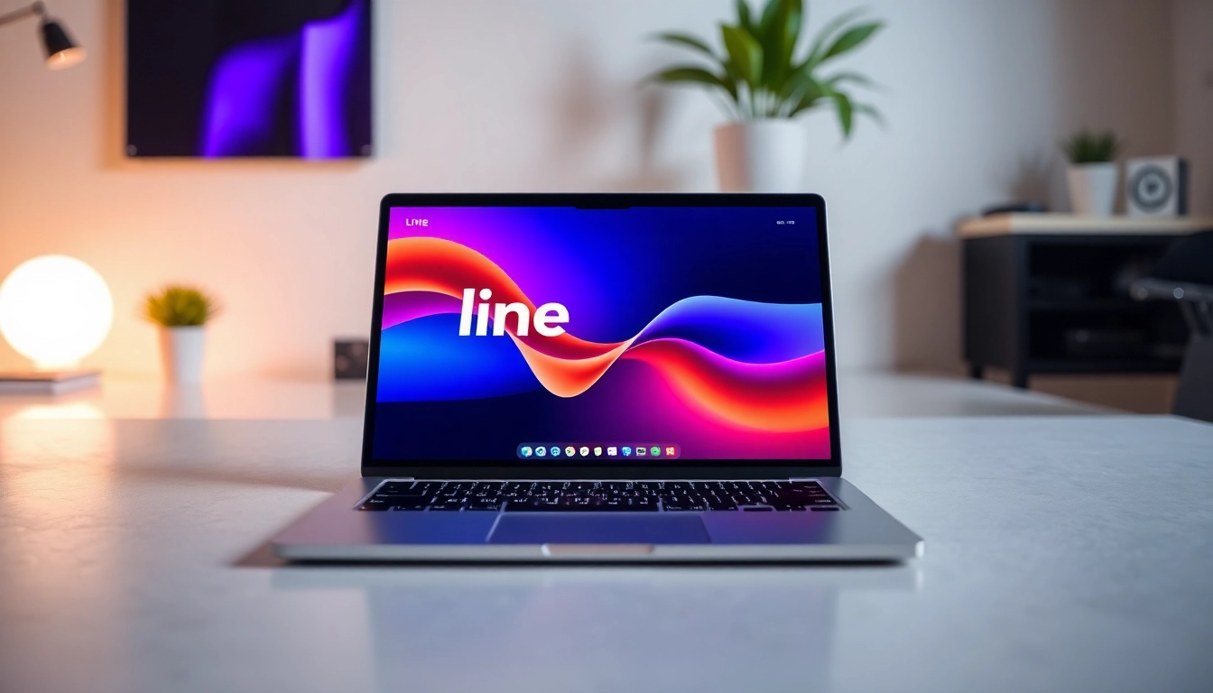 Experience the features of line下载電腦版 with this vibrant laptop setup showcasing the app's interface.