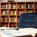 Evaluate text authenticity with a powerful plagiarism detector visible on a laptop.