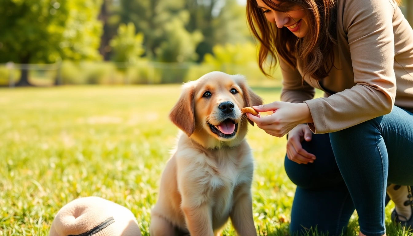 Engaging dog training session showcasing Dog Training Irvine with a trainer and a puppy.