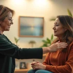 Supporting an individual dealing with anxiety in a calming therapy session.