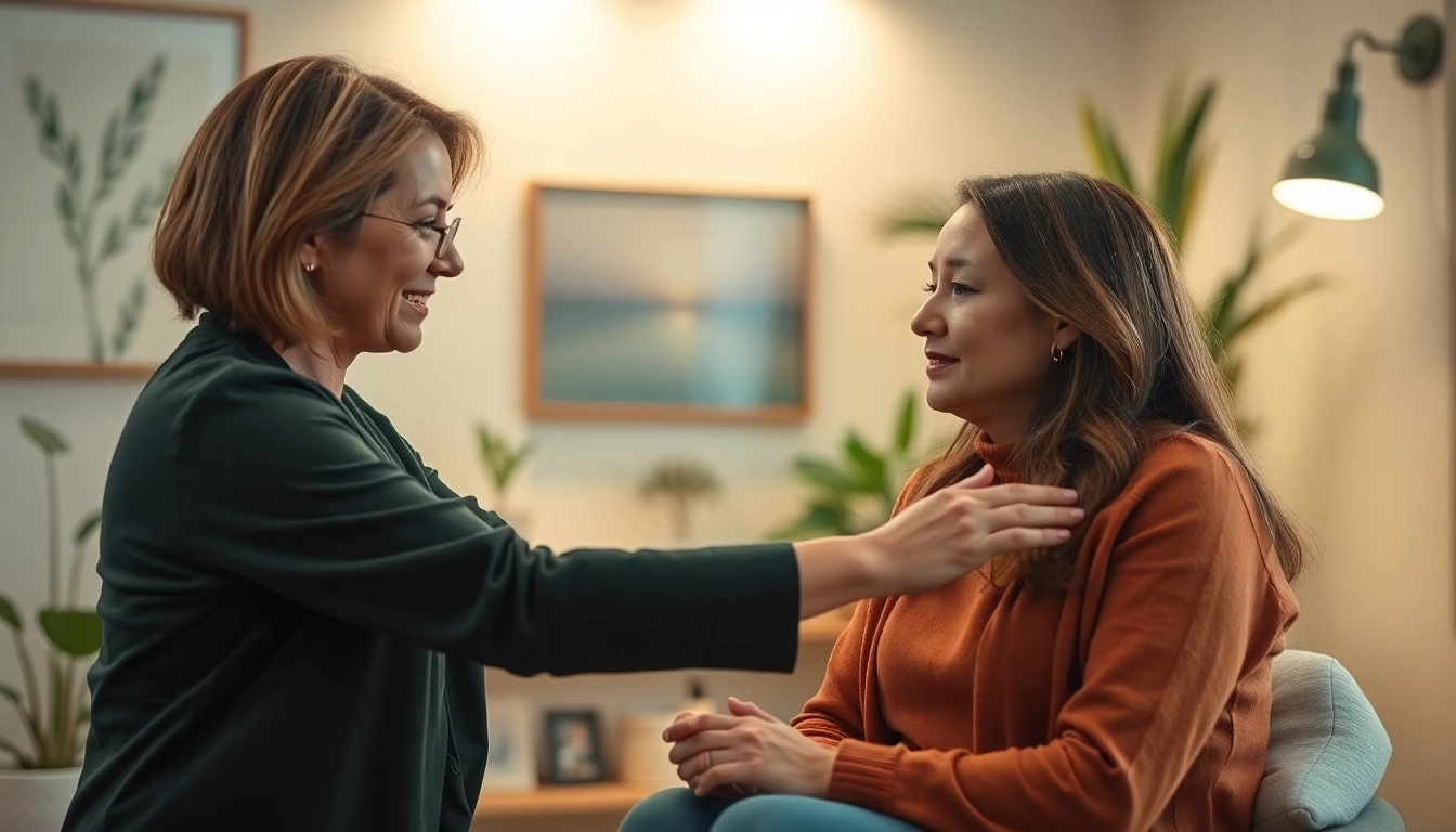 Supporting an individual dealing with anxiety in a calming therapy session.