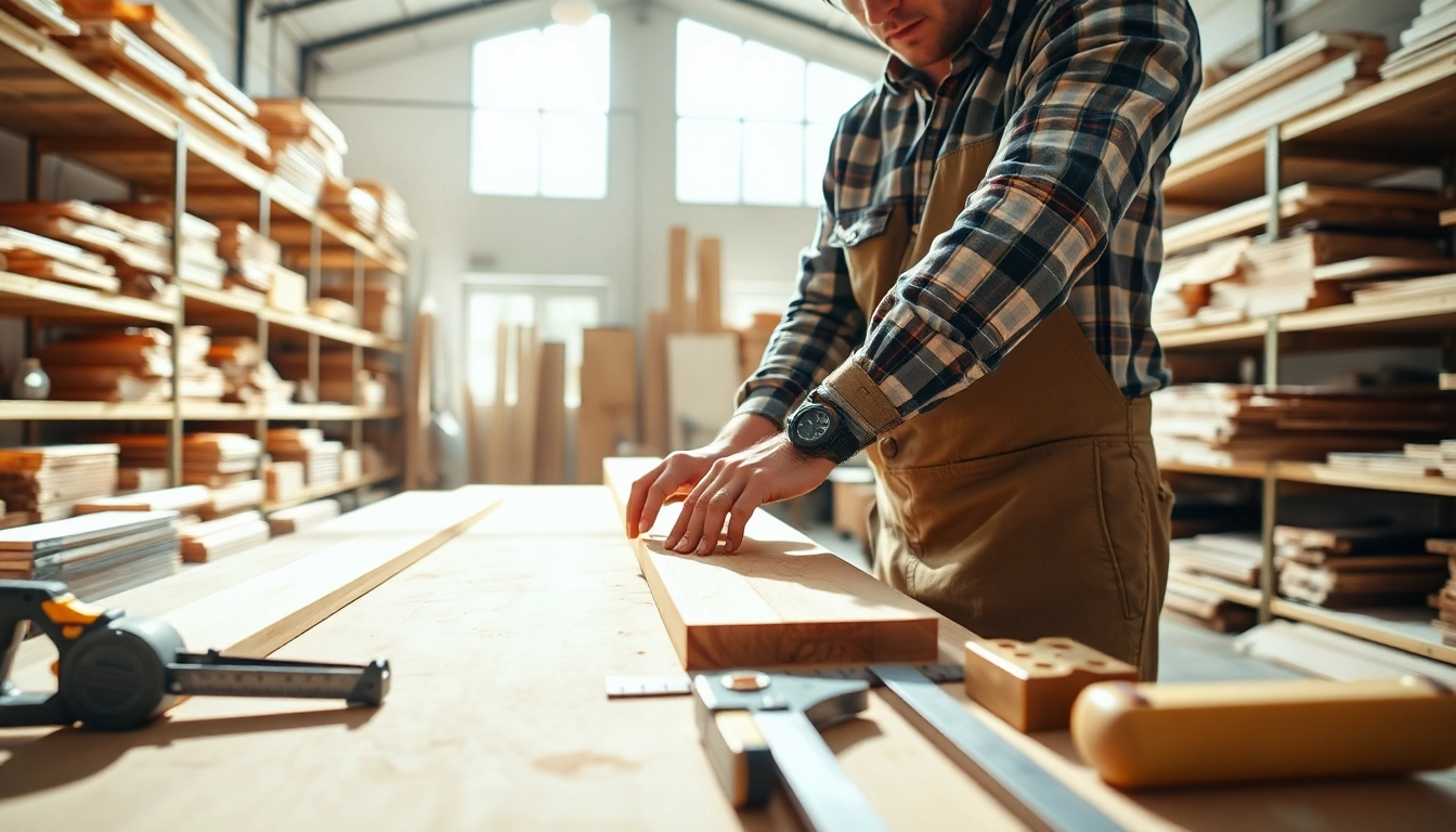 Join a carpenter at work in a bright workshop, illustrating the carpentry apprenticeship near me.