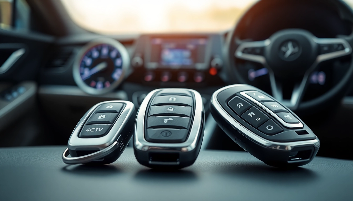 Keyless Carkeys displayed on a modern car dashboard, emphasizing their sleek design and functionality.