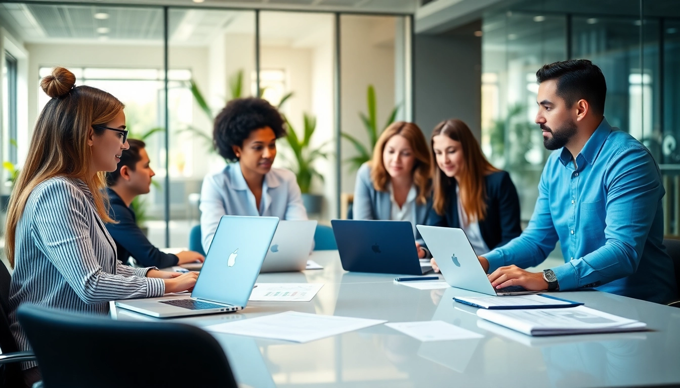 Engage with Compliance Services professionals discussing strategies in a modern office environment.