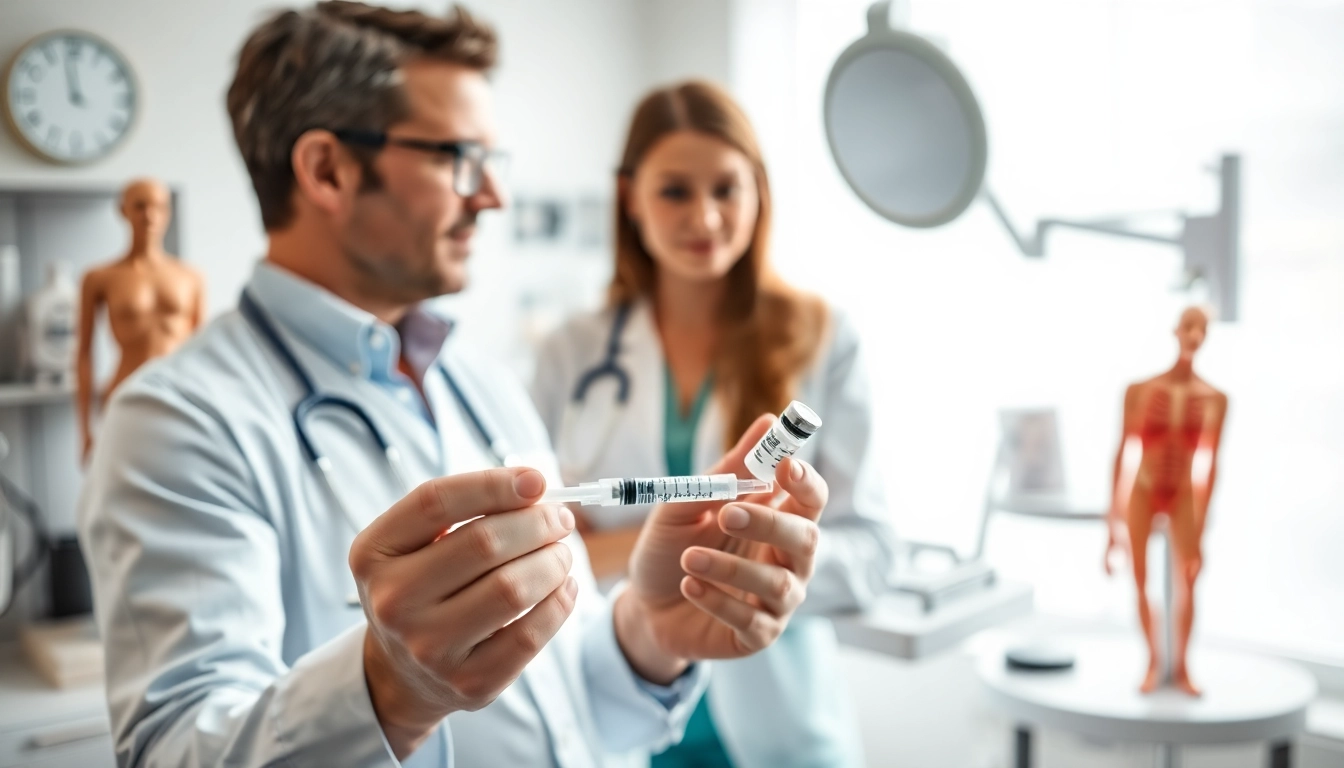 Engaged discussion on Peptide Therapy in a bright healthcare environment with a practitioner and patient.