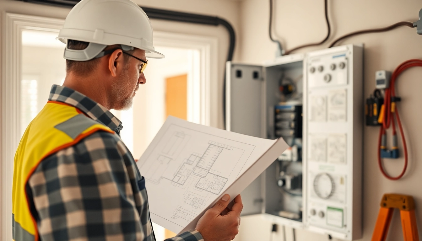 Install Electrical Panel Clearwater safely with a professional electrician reviewing plans.