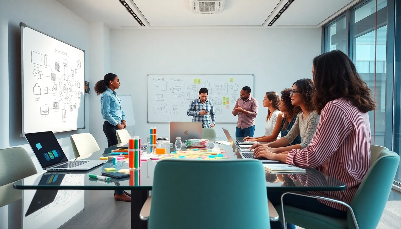Engaged team discussing Product Development in a collaborative office space