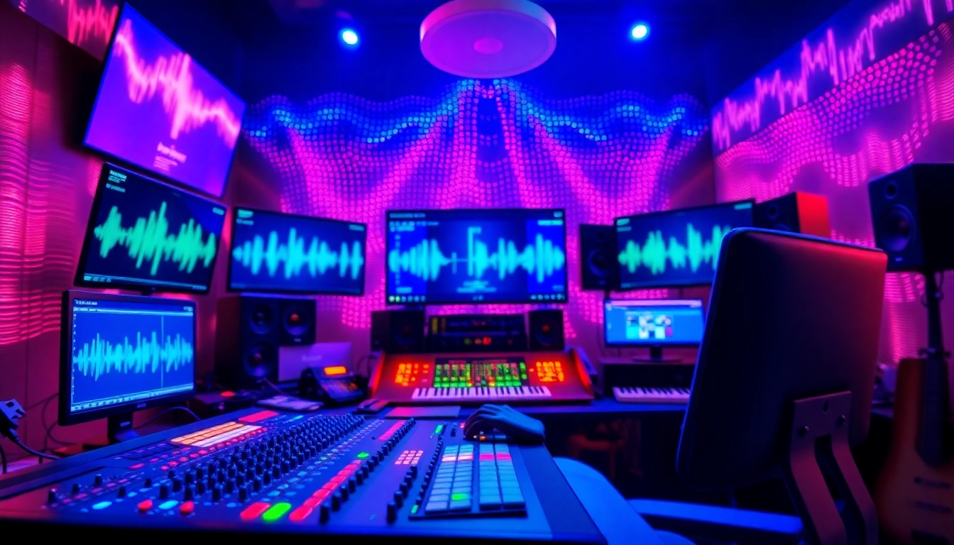Download Free Drum and Bass Sample in a modern music production studio.