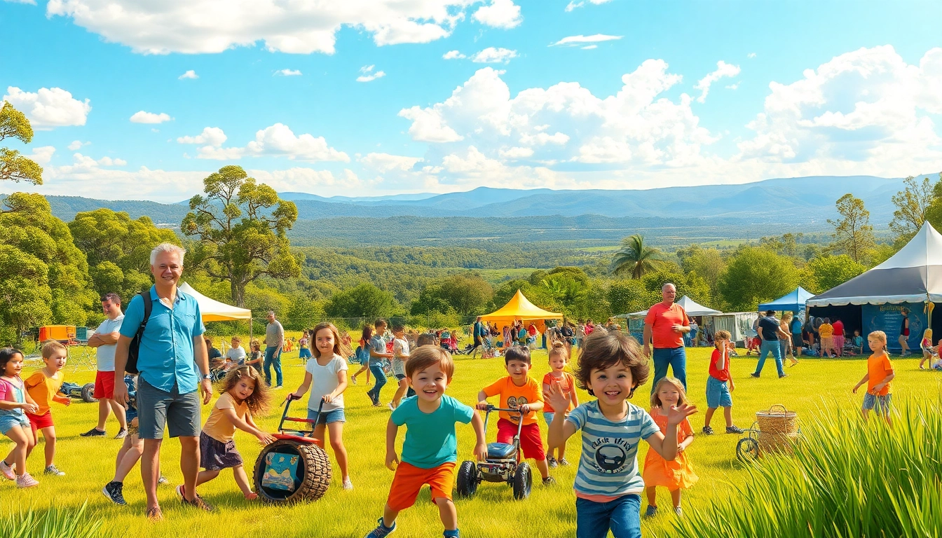 Families enjoying a lively wildfire event perth with outdoor fun and activities.
