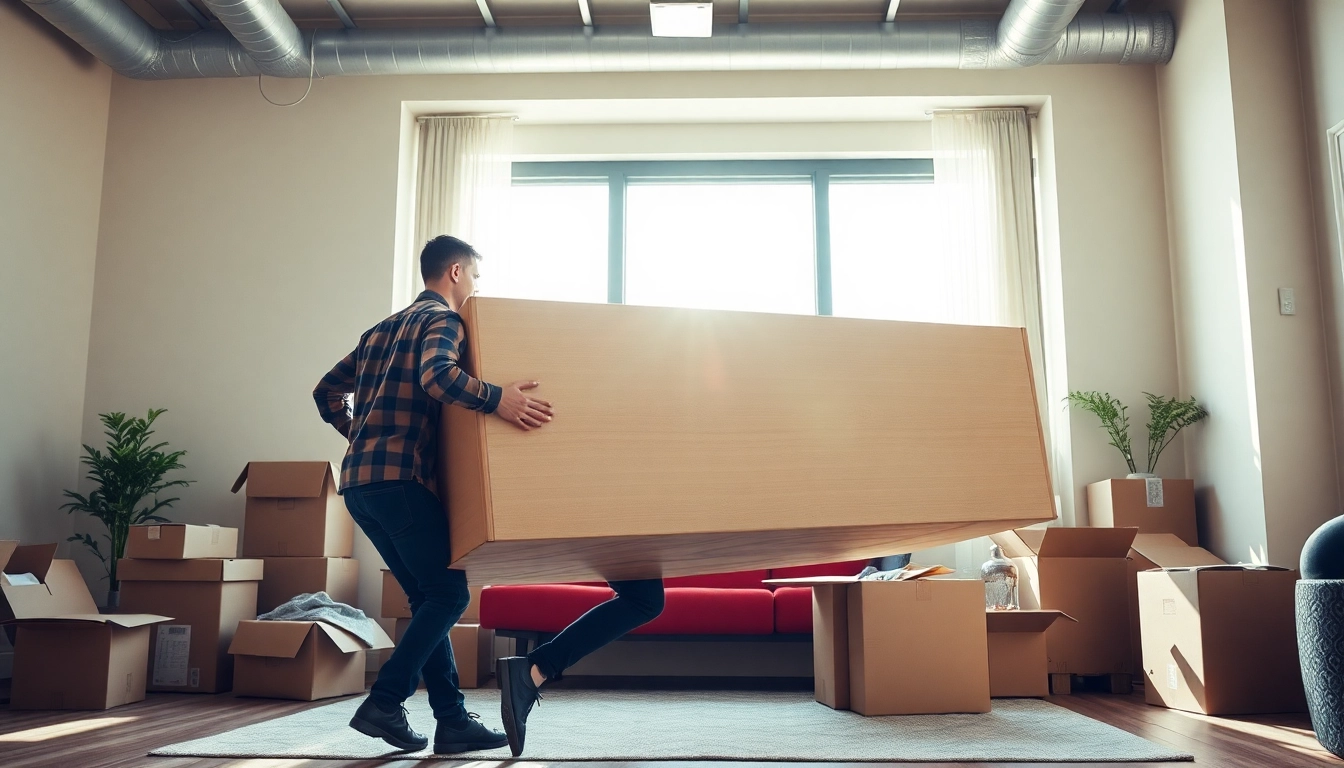 Movers Calgary team efficiently handling furniture during a professional move.